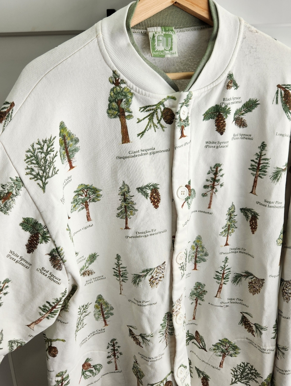 Vintage 90s Art Unlimited Button Up Sweater Sz XL Trees FLAW